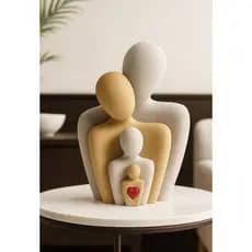 Enfeite Estatueta escultura familia casal apaixonados Feliz decoração sala quarto mesa escritório Branco /Marrom