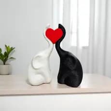 kit Casal Elefante decorativo 15cm enfeite estatueta minimalistaCoraçãoApaixonadosSegurandoNamorados