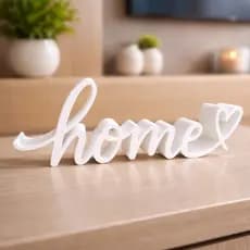 HOME letreiro casa decoração sala minimalista branco perolado interiores presente vaso planta Moderno