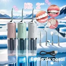 Irrigador Dental Higiene Oral Dentes Gengiva Portátil Recarregável Limpeza Bocal Jato de Água ForteEstilo de casal
