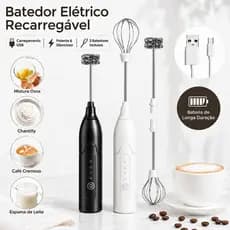 Batedor Misturador Mixer Elétrico para Bebidas Leite Café Clara de Ovo 2 em 1