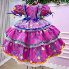 Vestido Xadrez infantil Menina Vestido de festa Junina traje junino menina juvenil