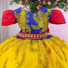 Vestido menina Temático Realeza Branca De Neve infantil 1 ano baby luxo ate 10 anos