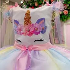 Vestido Fantasia Infantil Princesa Estilo Unicornio Carnaval Festas aniversario SEM TIARA