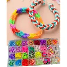 kit Elásticos coloridos em Silicone para Cabelo elástico para fazer pulseiras + feche + agulha de plástico
