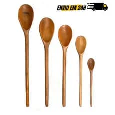 Colher De Pau Madeira 46cm 38cm 30cm 26cm Colheres Cozinha Bolos Doces Para P/ Panela antiaderente