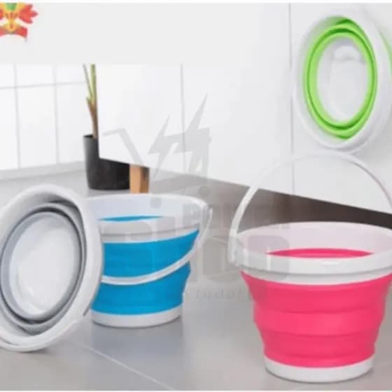 Balde Dobrável Retrátil 3 Litros Plástico E Silicone Desmontável