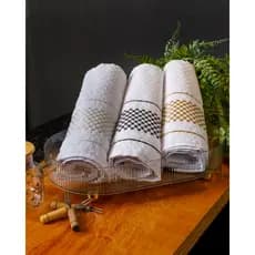 Kit com 5 ou 10 Panos de Prato Felpudo 100% Algodão Jacquard Premium Alta Absorção