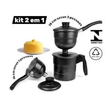 Cuscuzeiro a vapor nordestino "Peito de moça" Craqueado 2 Cumbucas