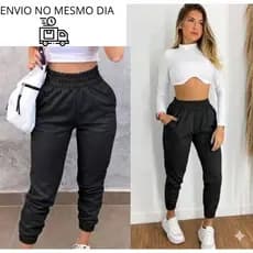 Calça Moletom Feminina Envio Imediato – inverno, Grossa, Cós Alto, Super Confortável, Look Casual e Estiloso