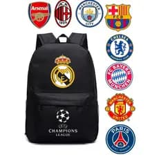 Mochila Barcelona Real Madrid Times Champions Ligue Futebol Esportiva Escolar Universitaria Envio Imediato Promoção