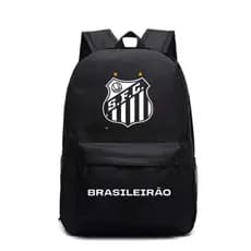Mochila Escolar Preta Azul Bebe Azul Celeste Vermelho Santos KD Costas Reforçada para Trabalho Viagem Futebol Brasileiro