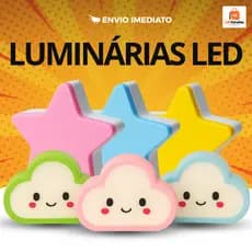 Luminária Abajur LED Infantil KIT Estrela e Nuvem de Tomada Bivolt Quarto Bebê Criança Noturna