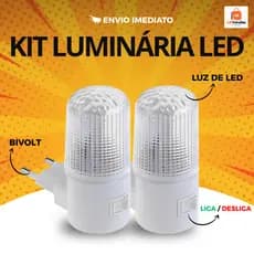 Luminária Abajur Kit ou Unidade LED de Tomada Bivolt | Noturno Quarto Infantil Escritório Luz Suave Econômica