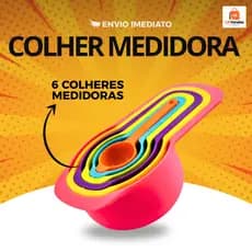 Conjunto Jogo Colher Medidora Xícara Culinário 6 Medidas Kit Medidor de Cozinha Receitas - Colorida