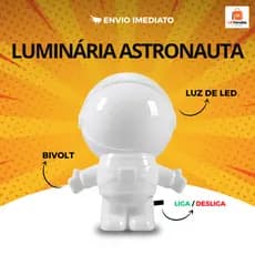 Abajur Astronauta de Tomada I Luminária LED 1W Luz Noturna Quarto Infantil Bivolt Decorativo