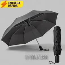 Guarda Chuva Grande Reforçado Contra Vento Sombrinha Unissex Preto com Proteção UV para Sol