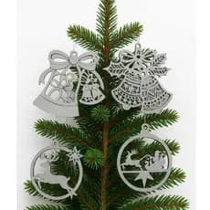 Kit 4 Bolas Decorativas Natalinas MDF Enfeites Para Árvore de Natal Decoração Natalina Pendente Elegante Festivo