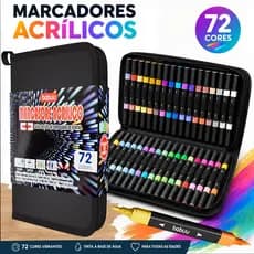 Caneta Acrílica 48 Cores Marcador Permanente Ponta Dupla Impermeável para Vidro Madeira Pedra Cerâmica DIY