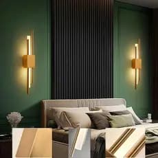 Arandela de Parede Linear 10W 3 Cores em 1 Luminária Bilinear Dourado Moderna Cabeceira Quarto Retrô Luz De Led