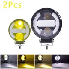 Par Farol LED 3,5 Polegadas Angel Eyes 18000LM Dupla Cor Super Brilho Luz Auxiliar Off Road Universal
