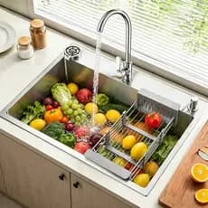 Kit Cuba Cozinha Gourmet Aço Inox C/ Torneira Flexível 60*45*23cm