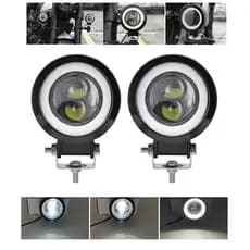Par Farol de Neblina LED Universal Angel Eyes 15000LM Alto Brilho Jeep Fusca Moto Off Road