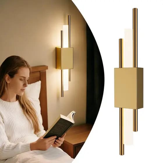 Arandela de Parede Linear Nórdica Moderna Dourado 3 Cores em 1 Parede LED para Sala Quarto Parede Bilinea Dourado