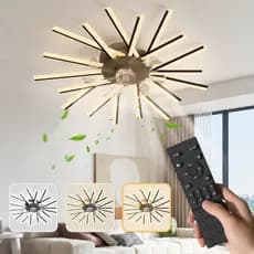 Ventilador de Teto Pendente com Luminária LED e Controle Remoto 7 Pás Ultra Silencioso Bivolt