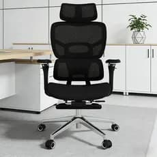 Cadeira de Escritório Ajustável Altura Profundidade Assento Apoio Lomar Mola Cadeira Ergonômica Gamer Malha Preta