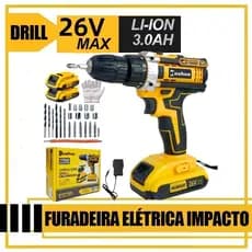 【110V-220V】Parafusadeira A Bateria Furadeira Parafusadeira 26V 2 Baterias Conjunto de acessórios de 24 peças gratuito.