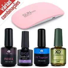 Kit Esmaltação em Gel c/ Top Coat Primer Magic Remover Esmalte Unhas Manicure