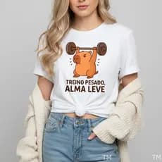 Camiseta Feminina Moderna Casual Presente Academia Capivara Alma Leve Algodão Para Mulher