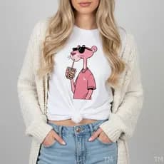Camiseta Feminina Moderna Casual Presente Academia Pantera Fofo Moderna Para Mulher