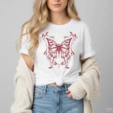 Camiseta Feminina Moderna Casual Presente Borboleta Abstrata Confortável Para Mulher