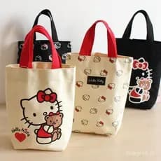Bolsa de Lona Sanrio para Viagem Bolsa para Copo de Água Bolsa de Mão Hello Kitty Bolsa de Almoço Portátil em Forma de B