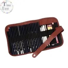 TimeHee 24 Unidades Conjunto De Lápis De Esboço Estojo Extensor De Carvão Cortador De Sombra Bolsa De Desenho BR