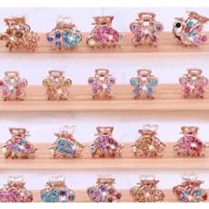Kit 12/24/36/48 Unidades Mini Piranha Rose de Metal com Strass Presilha de Cabelo