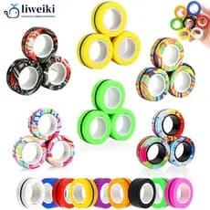LIWEIKI Brinquedos Fidget Engraçado Dedo Anel Magnético Girador Para Aliviar Uma Animação Fazer Estresse Anti-stress D6T