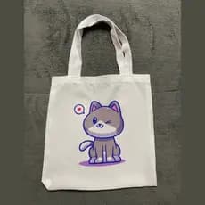 Sacola/Bolsa Ecobag Gato Cinza Coração