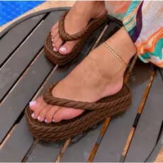 Sandalia Chinelo Feminino Nuvem Trançado Macio e Confortável