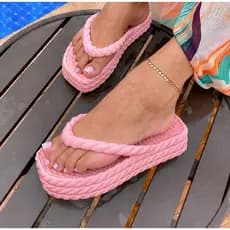 Chinelo Feminino Nuvem Trançado 4 Chinelo Brisa Macio Confortável Ortopédico  Flip flop Plataforma  4 tiras