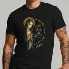 Camiseta Ave Maria Religiosa Catolica Nossa Senhora 100% Algodão