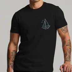 Camiseta Masculina Estampa Básica Minimalista Estilo Náutico Casual 100% Algodão Camisa