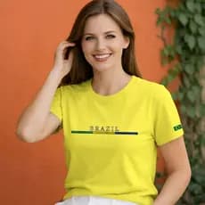 Camisa Casual  Feminina Copa Brasil Bandeira Faixa