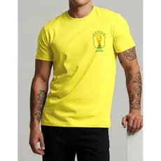 Camiseta Masculina Seleção Brasileira Escudo Copa Algodão