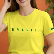 Camisa Casual  Feminina Brasil Copa Básica Conforto