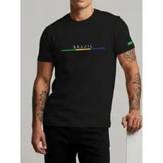 Camisa Masculina Estampa Brasil Brazil Casual Streetwear Camisa Blusa T-Shirt