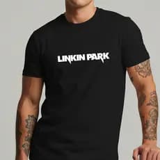 Camiseta Masculina de Banda Linkin Park Gola Redonda 100% Algodão