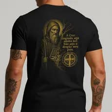 Camiseta Masculina São Bento Estampa Religiosa 100% Algodão Premium
